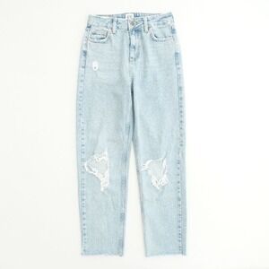 BDG Urban Outfitters PAX High Rise Light Wash Distressed Ripped Mom Jeans 26x32